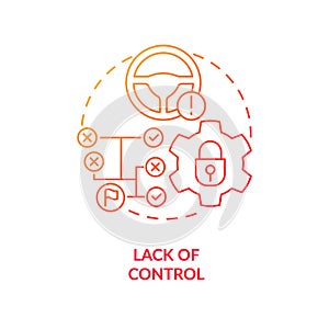 Lack of control red gradient concept icon