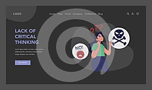 Lack of critical thinking concept. Flat vector illustration.