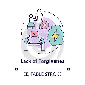 Lack of forgiveness concept icon