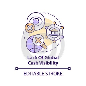 Lack of global cash visibility concept icon