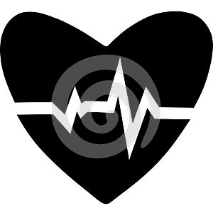 Lack Heart pulse on the white background. Heartbeat lone, cardiogram. Beautiful healthcare, medical. Modern simple design. Icon. s