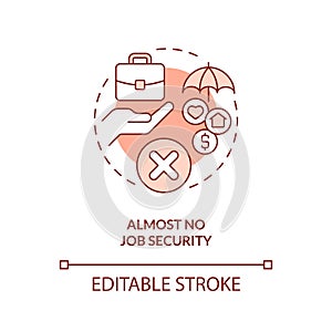 Lack of job security red concept icon