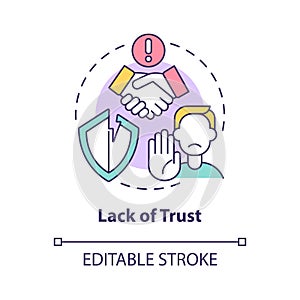 Lack of trust concept icon