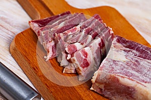 Lacon curado - Spanish national delicacy, jerky pork ham photo