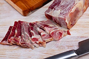 Lacon curado - Spanish national delicacy, jerky pork ham photo