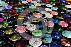 lacquered bowls in a market in luang prabang (laos) photo