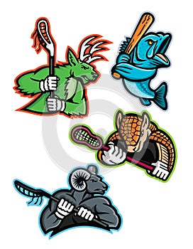 Lacrosse and Baseball Sports Mascot Collection