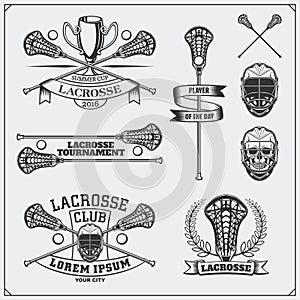 Lacrosse club labels, emblems and design elements.