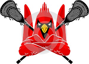 Lacrosse Sport Cardinal Bird Mascot