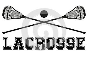 Lacrosse sticks and ball. Flat style