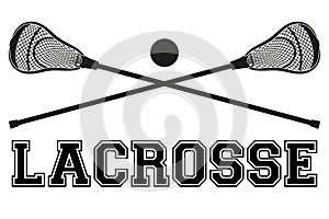 Lacrosse sticks and ball. Flat style photo