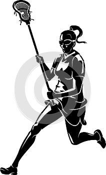 Lacrosse Woman Run Shadowed photo