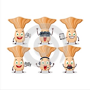 Lactarius cartoon character are playing games with various cute emoticons