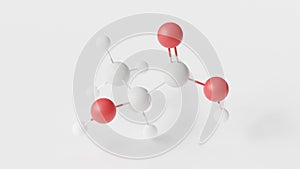 lactic acid molecule 3d, molecular structure, ball and stick model, structural chemical formula milk acid