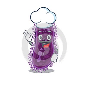 Lactobacillus rhamnosus bacteria chef cartoon design style wearing white hat