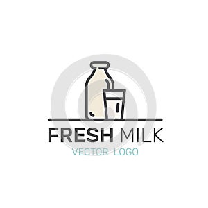 Lactose, Diary, Milk Products. Farm and Organic symbols. Bio Market, Store from Countryside, Isolated Modern Logo