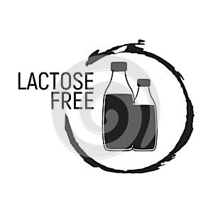 Lactose Free. Allergen food, GMO free products icon and logo. Intolerance and allergy food. Concept black and simple vector