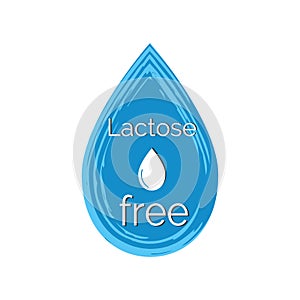 Lactose free blue icon. Badge product with no lactose, isolated on white background