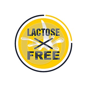 Lactose free emblem with crossed milk splashes