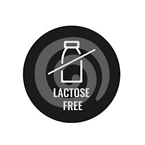 Lactose Free Label. Food intolerance symbols. Lactose intolerance label sign for dairy products. Vector illustration.