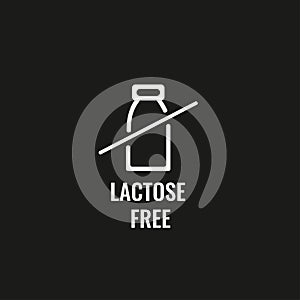 Lactose Free Label. Food intolerance symbols. Lactose intolerance label sign for dairy products. Vector illustration.