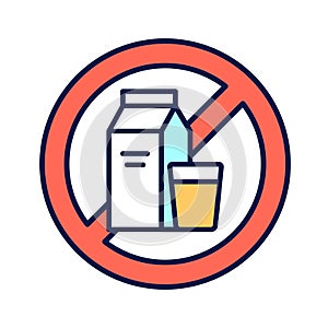 Lactose free line color icon. Allergenic ingredient. Food intolerance. Pictogram for web page, mobile app, promo
