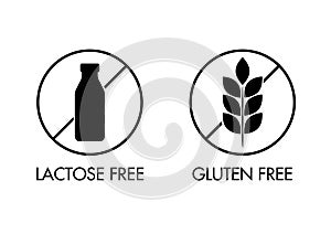 Lactose and gluten free icons