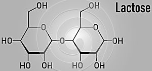 Lactose milk sugar molecule. Skeletal formula. Chemical structure