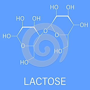 Lactose milk sugar molecule. Skeletal formula. Chemical structure