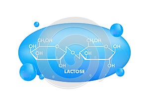 Lactose Formula with Molecular Structure on Blue Background