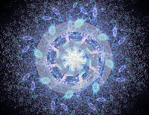 Lacy colorful clockwork pattern. Digital fractal art design.