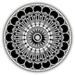 Lacy floral vector mandala pattern. Ornamental modern black and white background. Round vintage ornament. Lace design. Elegance