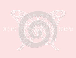 Lacy laser cutout butterfly on pastel pink.