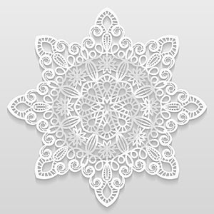 Lacy paper doily, decorative flower, decorative snowflake, mandala