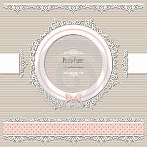 Lacy round frame and borders. Vintage.