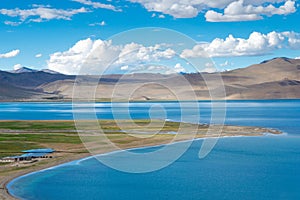 Tso Moriri Lake in Changthang Plateau, Ladakh, Jammu and Kashmir, India. It is part of Ramsar Convention