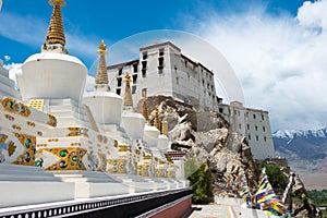 Tibetan Stupa at Thikse Monastery Thikse  Gompa in Ladakh, Jammu and Kashmir, India photo