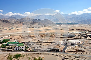 Ladakh, India - Leh landscape with the airport