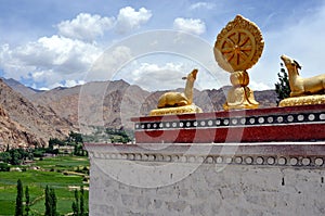 Ladakh landscape with buddhist decoration