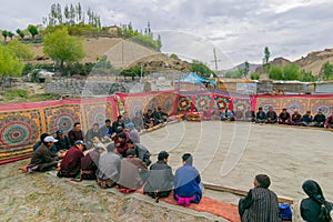 Ladakhi people gathered for religious festival, Ladakh, India