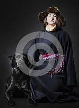 Ladakhi woman with her dog