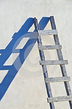 Ladder with Blue Shadow in Santorini, Greece