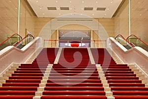 Ladder entrance with red carpet