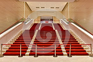 Ladder entrance with red carpet