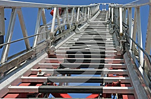 Ladder of firefighters during an emergency to save the citizens