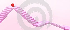 Ladder and the goal of connecting business ideas is expressed through simple geometric shapes on purple background. copy space