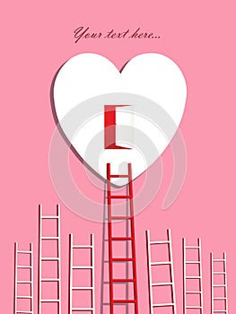 Ladder leading to a heart illustration