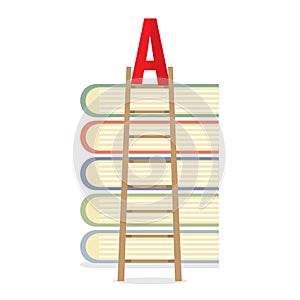 Ladder Lean On Books Toward A-Level Education Concept