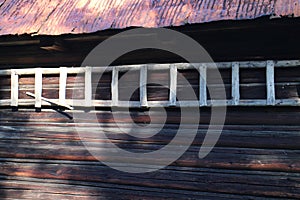 Ladder in Log cabin in Nizna Boca village and municipality in Liptovsky Mikulas district, Slovakia