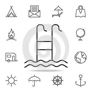ladder of the pool icon. Element of simple icon for websites, web design, mobile app, info graphics. Thin line icon for website